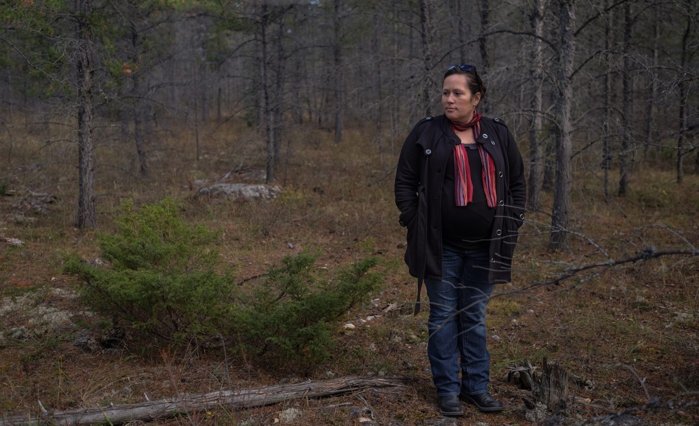 Misipawistik Cree Nation Councillor Heidi Cook is photographed in a forest.