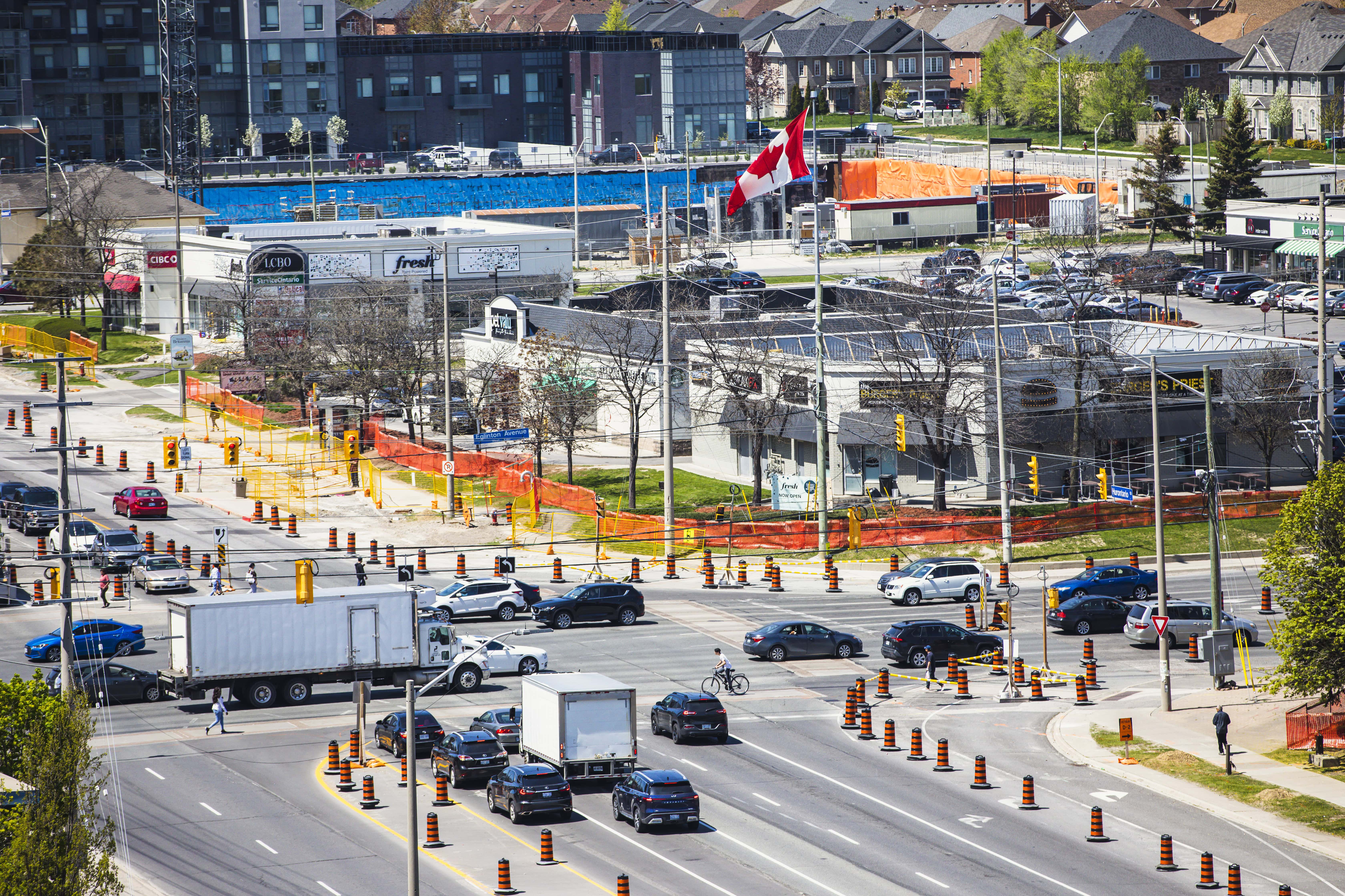A view of the work along Hurontario and Eglinton Avenue. A look at the Hazel McCallion LRT in Port Credit, Mississauga and Brampton with Fatima Syed. Carlos Osorio for The Narwhal May 13, 2022.