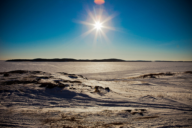 Frozen Lake Athabasca in Fort Chipewyan, home to the Athabasca Chipewyan First Nation